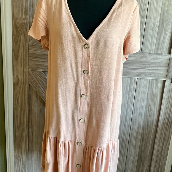 Vici Newbury Kustom Dusty Pink Babydoll Button Down Dress